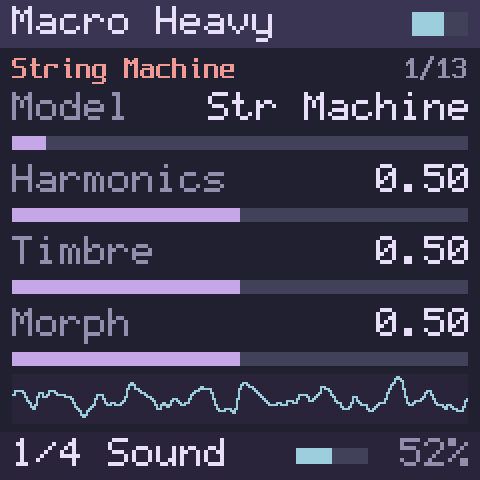 The screen. Macro Heavy on Str Machine, page 1.